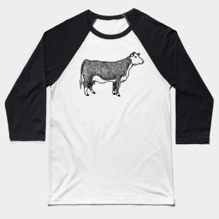 Cow Hand Drawn Baseball T-Shirt